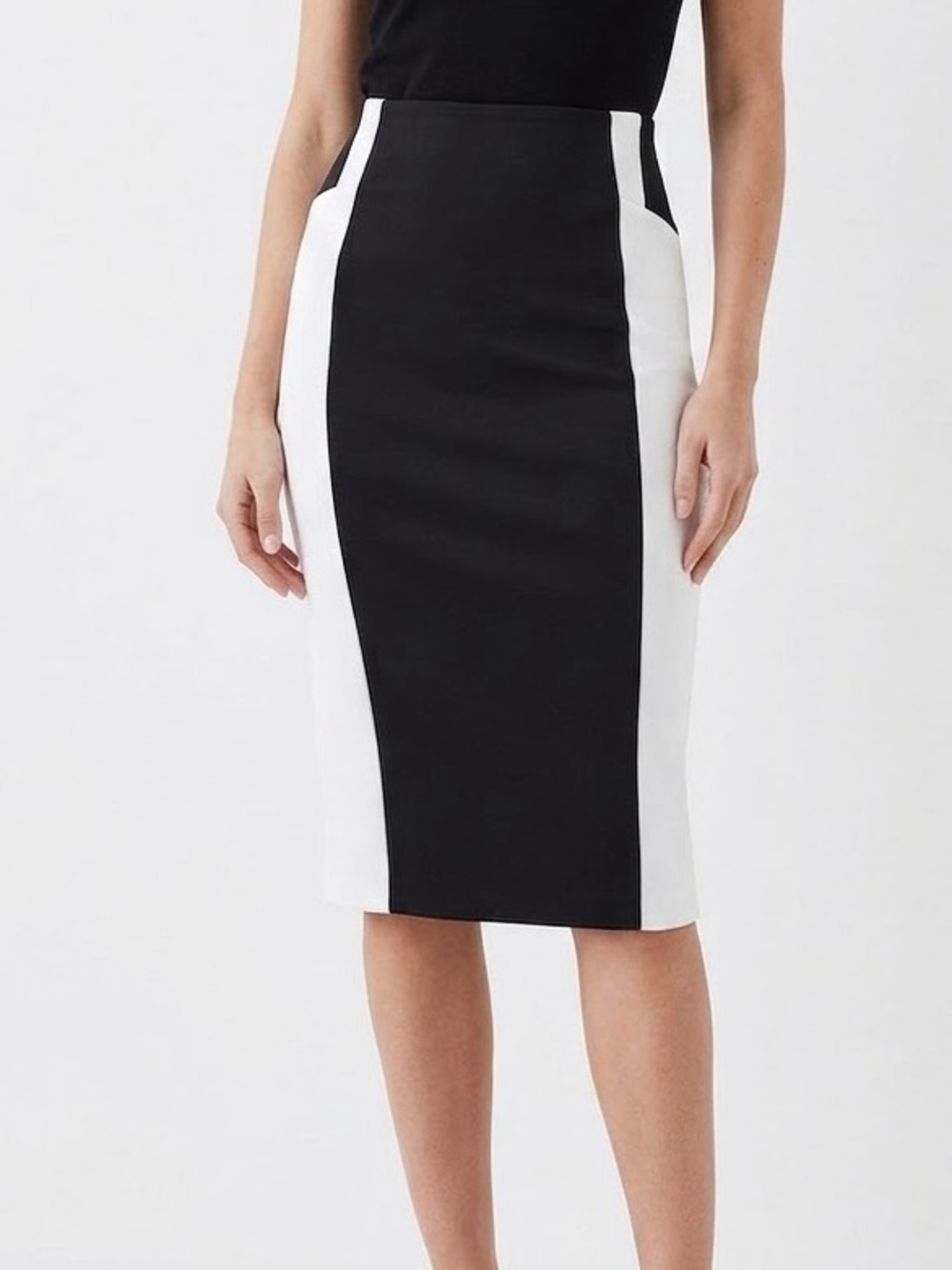 Mustard Seed Black and White Colorblock Pencil Skirt